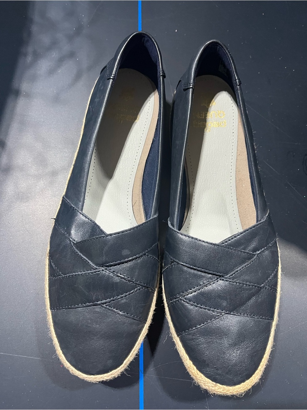 Clarks Navy Quilted Slip-On Espadrille Flats